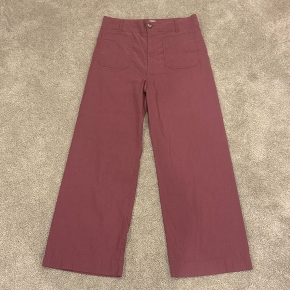 Anthropologie Maeve The Colette Cropped Wide-Leg Pants Rose Taupe Size 33 - Picture 3 of 11